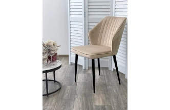 Стул Seattle-V, мягкий, бежевый #5, велюр, черный каркас 