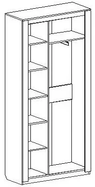 Шкаф двухдверный Элана, 101x41x208.5, распашной с полками, бодега белая