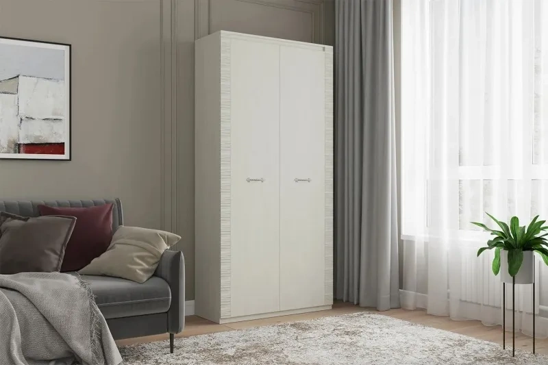 Шкаф двухдверный Элана, 101x41x208.5, распашной с полками, бодега белая