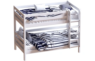 Кровать двухъярусная Авалон, с прямой лестницей, белый