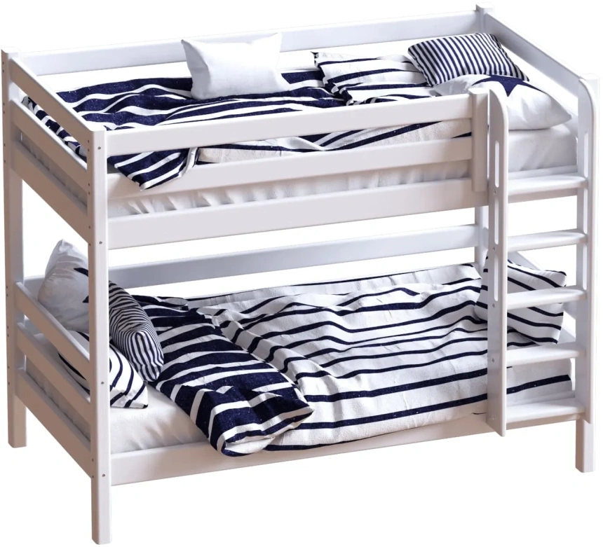 Кровать двухъярусная Авалон, с прямой лестницей, белый