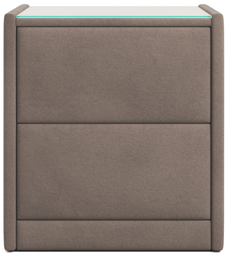 Тумба прикроватная Аризона, мягкая, с ящиками, велюр, мора темно-коричневый