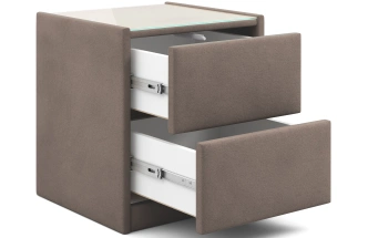 Тумба прикроватная Аризона, мягкая, с ящиками, велюр, мора темно-коричневый