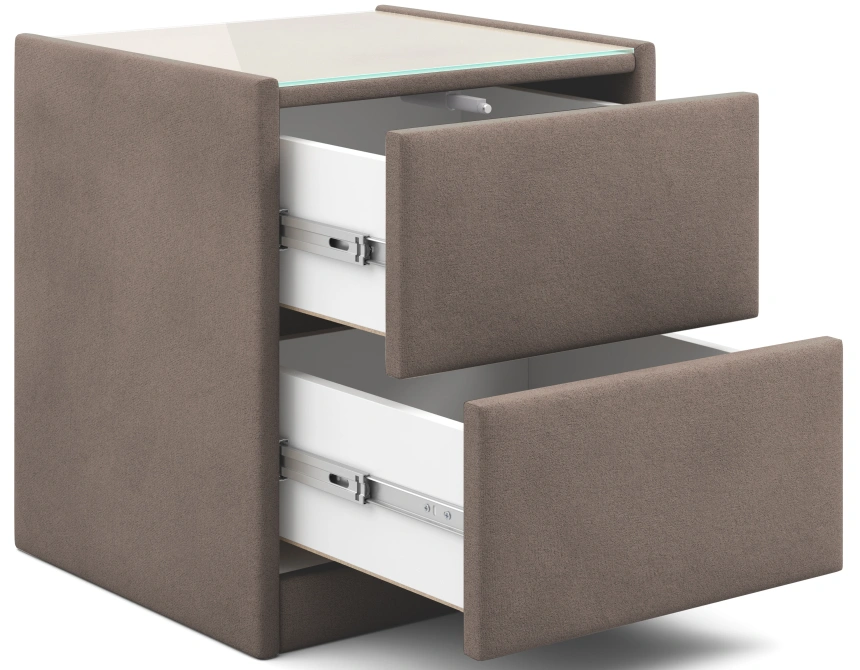 Тумба прикроватная Аризона, мягкая, с ящиками, велюр, мора темно-коричневый