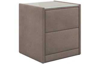 Тумба прикроватная Аризона, мягкая, с ящиками, велюр, мора темно-коричневый