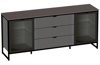 Тумба Нора, со стеклянными дверями, металл бруклин / графит