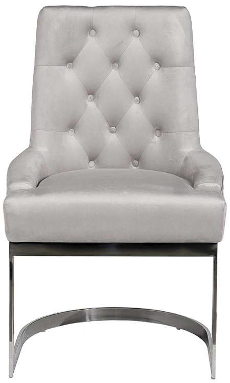 Стул 76AR-62105, велюр, светло-серый / хром