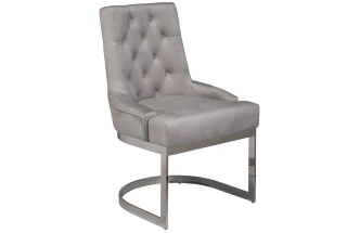 Стул 76AR-62105, велюр, светло-серый / хром