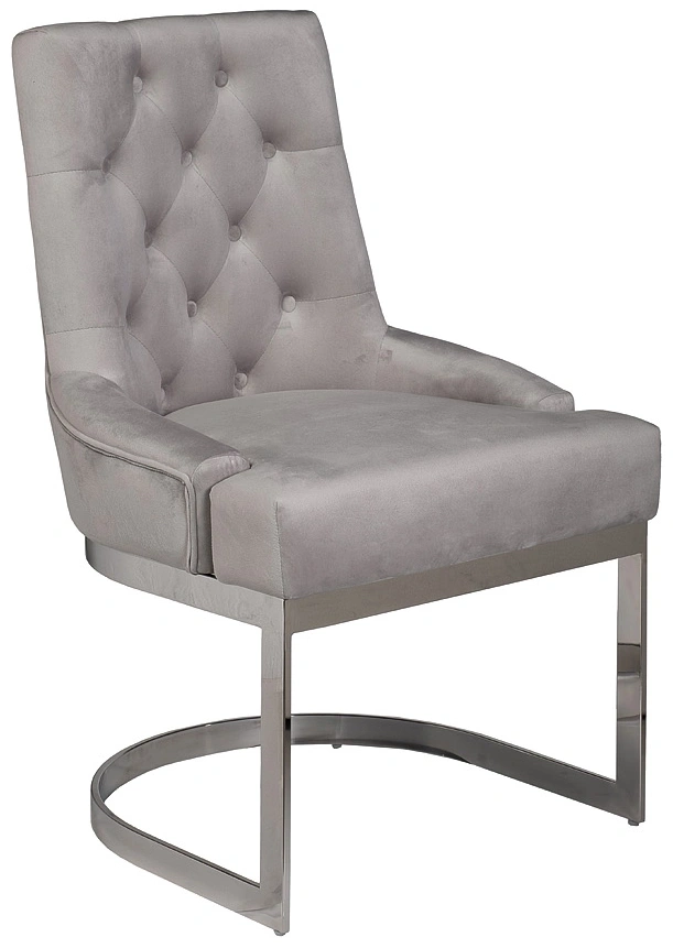 Стул 76AR-62105, велюр, светло-серый / хром