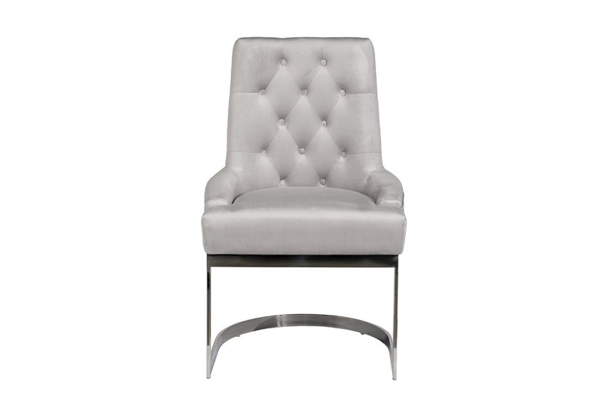 Стул 76AR-62105, велюр, светло-серый / хром