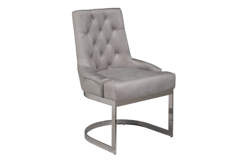 Стул 76AR-62105, велюр, светло-серый / хром