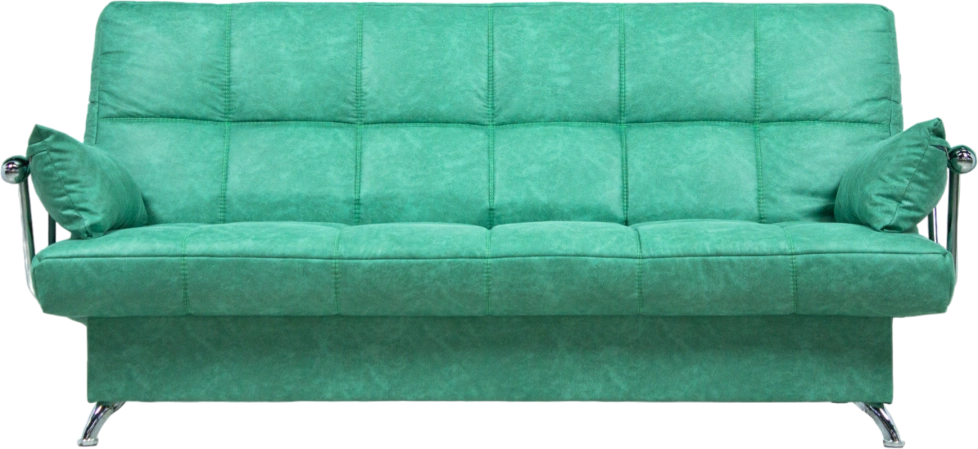 Диван прямой Финка Хром, ткань Плутон 823 (зеленый малахит)