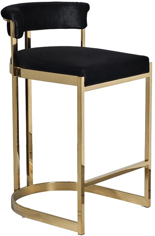 Барный стул GY-B8216GOLD-BL, велюр, черный / золото