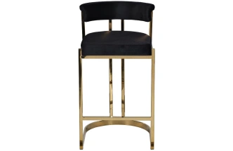 Барный стул GY-B8216GOLD-BL, велюр, черный / золото