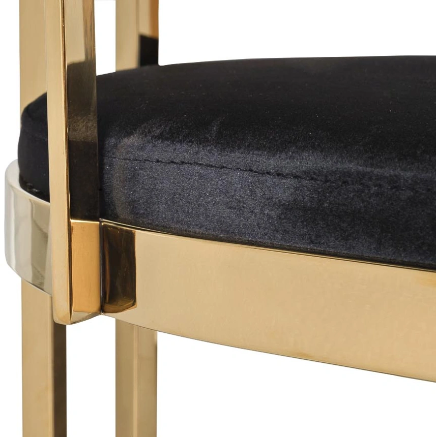 Барный стул GY-B8216GOLD-BL, велюр, черный / золото