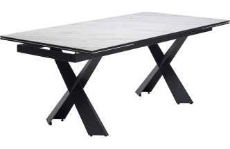 Кухонный стол раздвижной Oristano 200, Marbles KL-99 Белый мрамор матовый, итальянская керамика, черный каркас