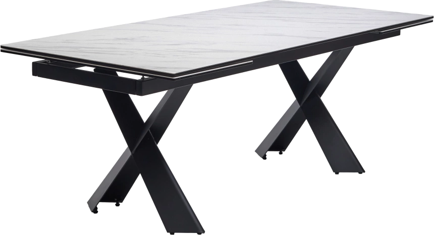 Кухонный стол раздвижной Oristano 200, Marbles KL-99 Белый мрамор матовый, итальянская керамика, черный каркас