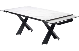 Кухонный стол раздвижной Oristano 200, Marbles KL-99 Белый мрамор матовый, итальянская керамика, черный каркас