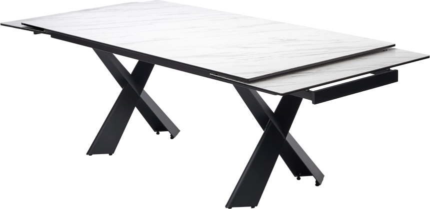 Кухонный стол раздвижной Oristano 200, Marbles KL-99 Белый мрамор матовый, итальянская керамика, черный каркас