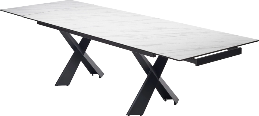 Кухонный стол раздвижной Oristano 200, Marbles KL-99 Белый мрамор матовый, итальянская керамика, черный каркас