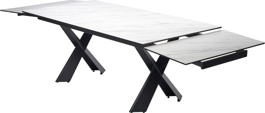 Кухонный стол раздвижной Oristano 200, Marbles KL-99 Белый мрамор матовый, итальянская керамика, черный каркас