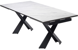 Кухонный стол раздвижной Oristano 200, Marbles KL-99 Белый мрамор матовый, итальянская керамика, черный каркас