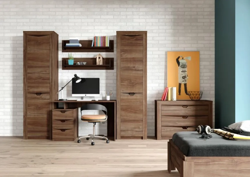 Стол письменный Соренто, с ящиками, дуб стирлинг