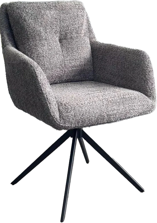 Стул Meadow, мягкий, поворотный, темно-серый XD841-16, букле, черный каркас