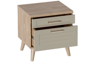 Тумба прикроватная Гавана, с двумя ящиками, дуб натуральный светлый / светло-серый софт