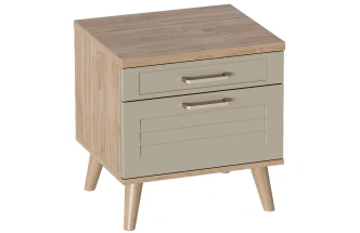 Тумба прикроватная Гавана, с двумя ящиками, дуб натуральный светлый / светло-серый софт