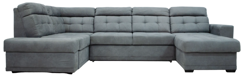 Диван модульный п-образный Мартин, ткань monako-A 07, декор Венге, нить Белая 