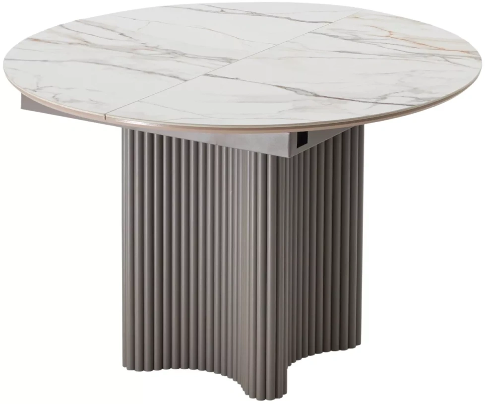 Кухонный раздвижной стол Адажио 115, Gilt White, керамика, латте каркас