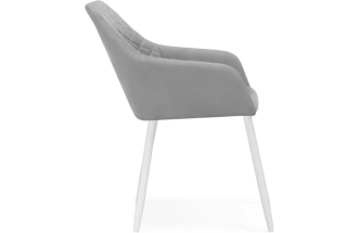 Стул Стив, с подлокотниками, мягкий, светло-серый / белый