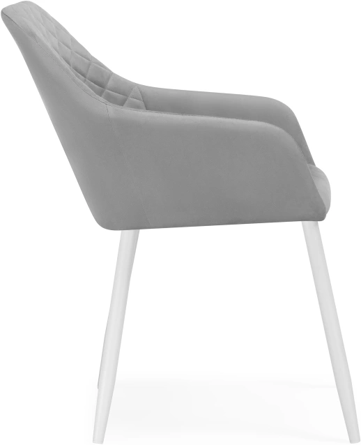 Стул Стив, с подлокотниками, мягкий, светло-серый / белый