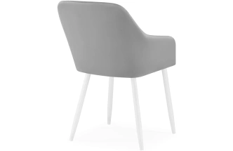 Стул Стив, с подлокотниками, мягкий, светло-серый / белый