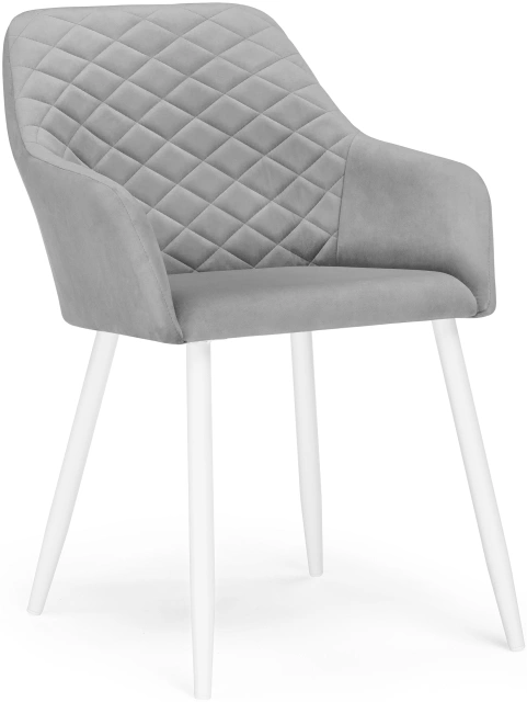 Стул Стив, с подлокотниками, мягкий, светло-серый / белый