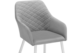 Стул Стив, с подлокотниками, мягкий, светло-серый / белый