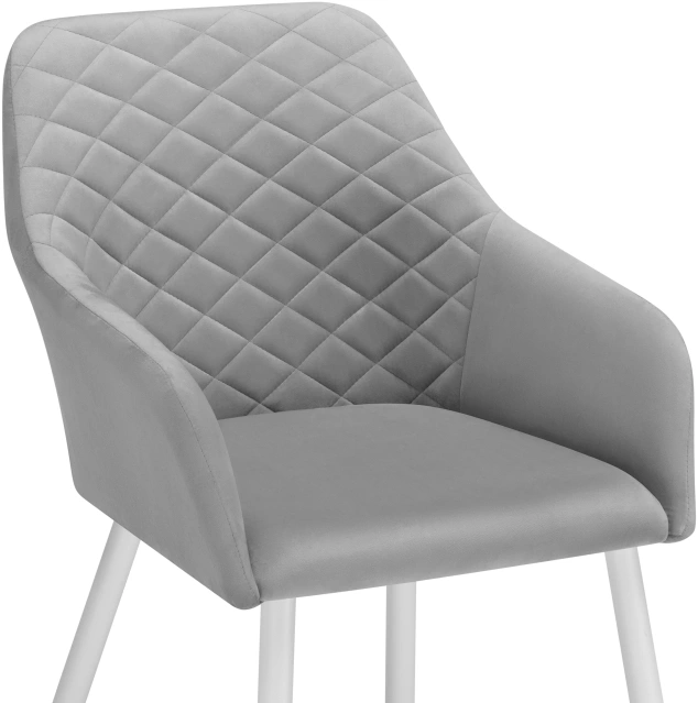 Стул Стив, с подлокотниками, мягкий, светло-серый / белый