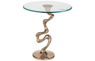 Журнальный стол Flow, 52x52x59, стекло, прозрачный / латунь