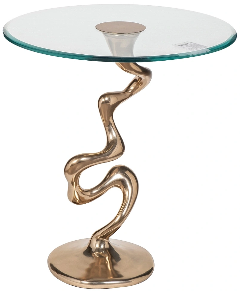 Журнальный стол Flow, 52x52x59, стекло, прозрачный / латунь