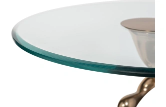 Журнальный стол Flow, 52x52x59, стекло, прозрачный / латунь