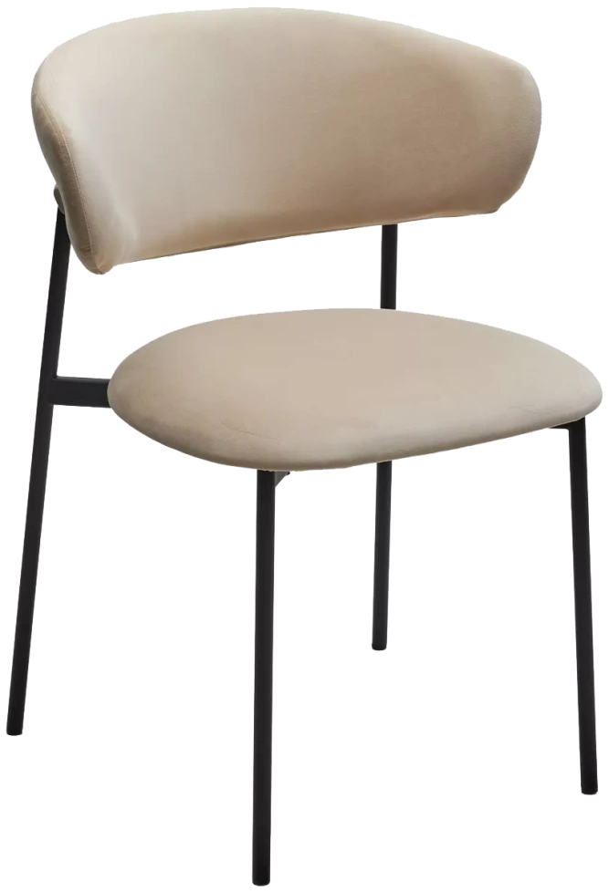 Стул Леонардо, мягкий, H-06 бежевый, велюр, черный каркас