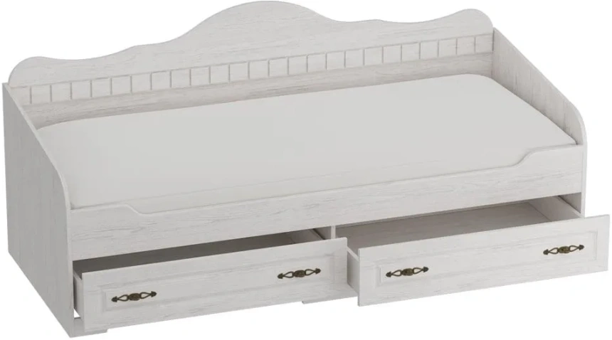 Кровать детская Прованс, с ящиками, бодега белая / патина премиум