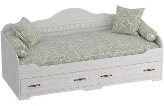 Кровать детская Прованс, с ящиками, бодега белая / патина премиум