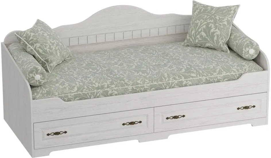 Кровать детская Прованс, с ящиками, бодега белая / патина премиум