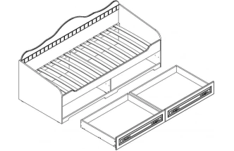 Кровать детская Прованс, с ящиками, бодега белая / патина премиум
