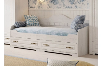 Кровать детская Прованс, с ящиками, бодега белая / патина премиум