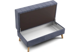 Банкетка Норд, мягкая, с ящиком, ткань мора деним