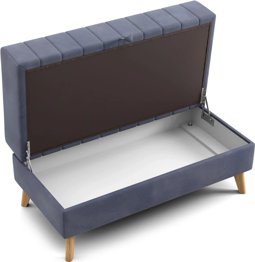 Банкетка Норд, мягкая, с ящиком, ткань мора деним