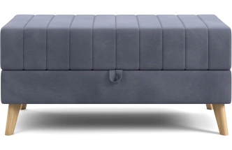 Банкетка Норд, мягкая, с ящиком, ткань мора деним
